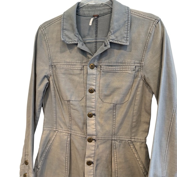 Free People Long Sleeve Utility Style Shorts Romper Size S - Picture 3 of 8